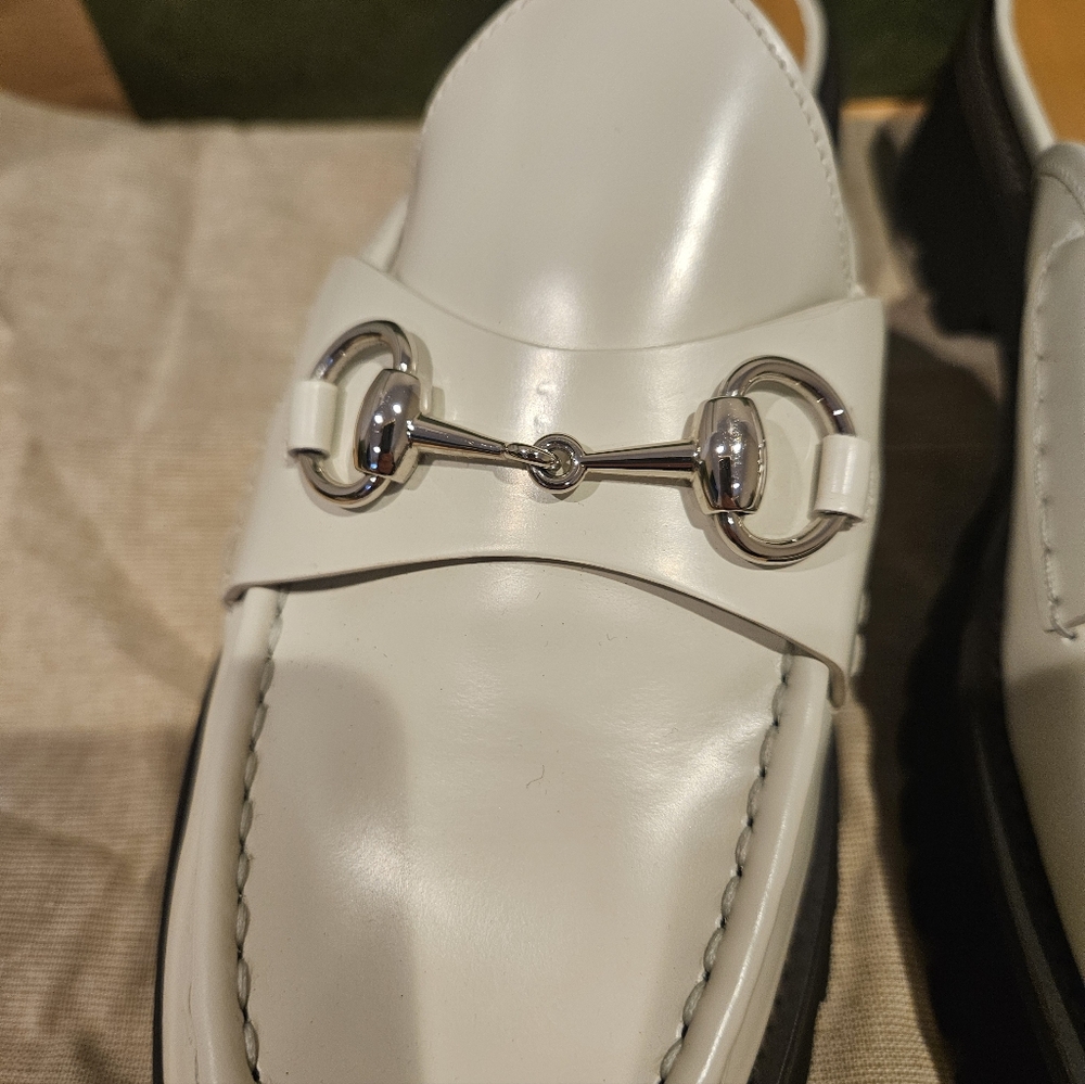 Gucci Horsebit Platform Mules Mystic White - Picture 3 of 10